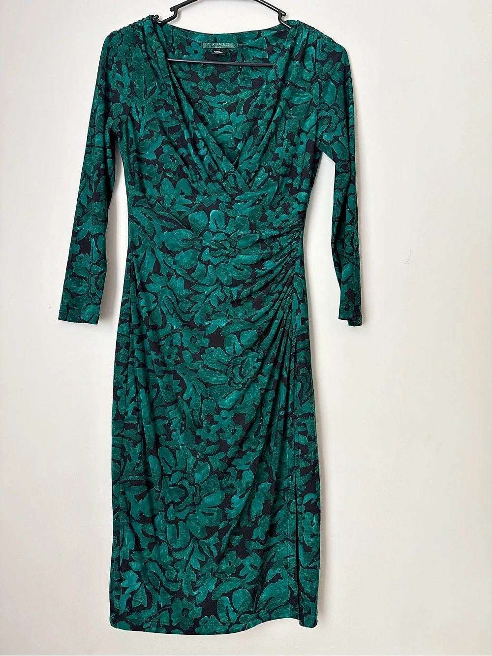 Ralph Lauren  Dress Floral Midi Dress in Green & Black Size 0 Elegant; Preppy